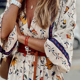 V-Neck Printed Loose Maxi Dress