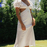 Solid Color Princess Sleeve Midi Dress