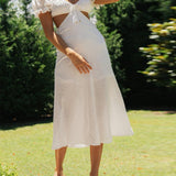 Solid Color Princess Sleeve Midi Dress