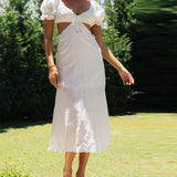 Solid Color Princess Sleeve Midi Dress