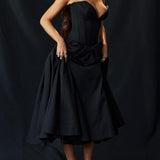 Black Strapless Midi Dress
