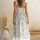 Summer New French Floral Slip Midi Dress