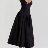 Black Strapless Midi Dress