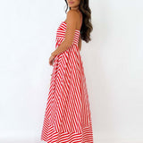 Striped Thin Strappy Midi Dress