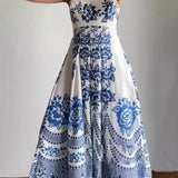 Floral Ethnic Print Back Smocked Loose Miaxi Dress