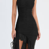 Casual Sleeveless Ruffle Midi Dress
