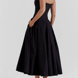 Black Strapless Midi Dress