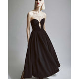 Elegant Retro Inspired Strapless Midi Dress