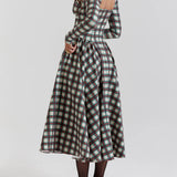 Red Tartan Corset Midi Dress
