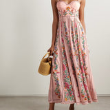 Print Sling Beaded Vacation Dress
