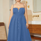 French  Sleeveless Strapless Camisole Midi dress