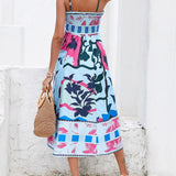 Patchwork Slip Maxi Dress: Abstract Colorful Printed