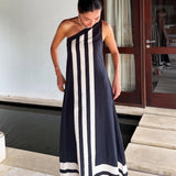 Asymmetrical Neckline Midi Dress