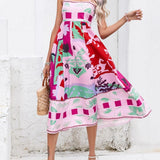 Patchwork Slip Maxi Dress: Abstract Colorful Printed