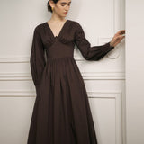 Early Spring V-Neck Waist Midi Dress
