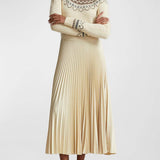 Hybrid Sweater-Pleated Turtleneck Dress
