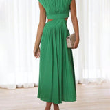 Cutout Waist Pocketed Vacation Midi Dress