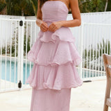 Sexy Chic Strapless Backless Tiered Midi Dress