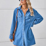 Loose-Fit Washed Denim Dress