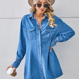 Loose-Fit Washed Denim Dress