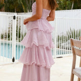 Sexy Chic Strapless Backless Tiered Midi Dress