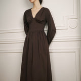 Early Spring V-Neck Waist Midi Dress
