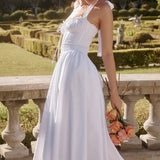 White Backless Halter Midi Dress