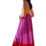 Vacation-Style Color Block Spaghetti Strap Dress