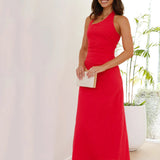 Casual Solid Color Sleeveless Backless Halter Midi Dress