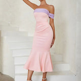 Colorblock Mermaid Bandage Dress