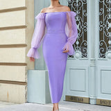 Sexy Off-Shoulder Mesh Sleeve Dress