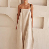 Contrast Linen Maxi Dress