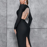 Sexy V-Neck Fringe Bandage Dress