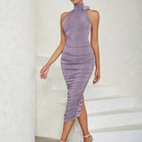 Vintage Ruched Sleeveless Gown