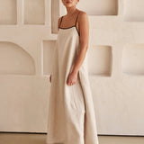Contrast Linen Maxi Dress