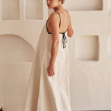 Contrast Linen Maxi Dress