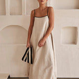Contrast Linen Maxi Dress