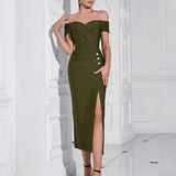 Strapless Slit Bandage Evening Dress