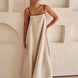 Contrast Linen Maxi Dress
