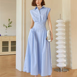 Tailored Belted Shirt Midi Dress