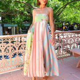 Graffiti Print Sleeveless A-Line Maxi Dress