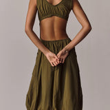 Daily Practice Fastpack Bubble-Hem Midi Dress