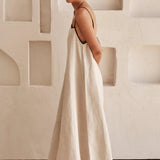 Contrast Linen Maxi Dress