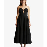 Elegant Retro Inspired Strapless Midi Dress