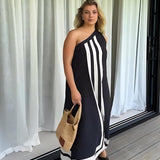 Asymmetrical Neckline Midi Dress