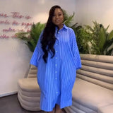 Plus Size Backless Stripe Cardigan Dress