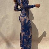 Sheer Print Bodycon Dress