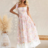 Summer New French Floral Slip Midi Dress