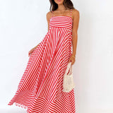 Striped Thin Strappy Midi Dress