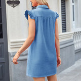 Washed Denim Sleeveless Midi Dress